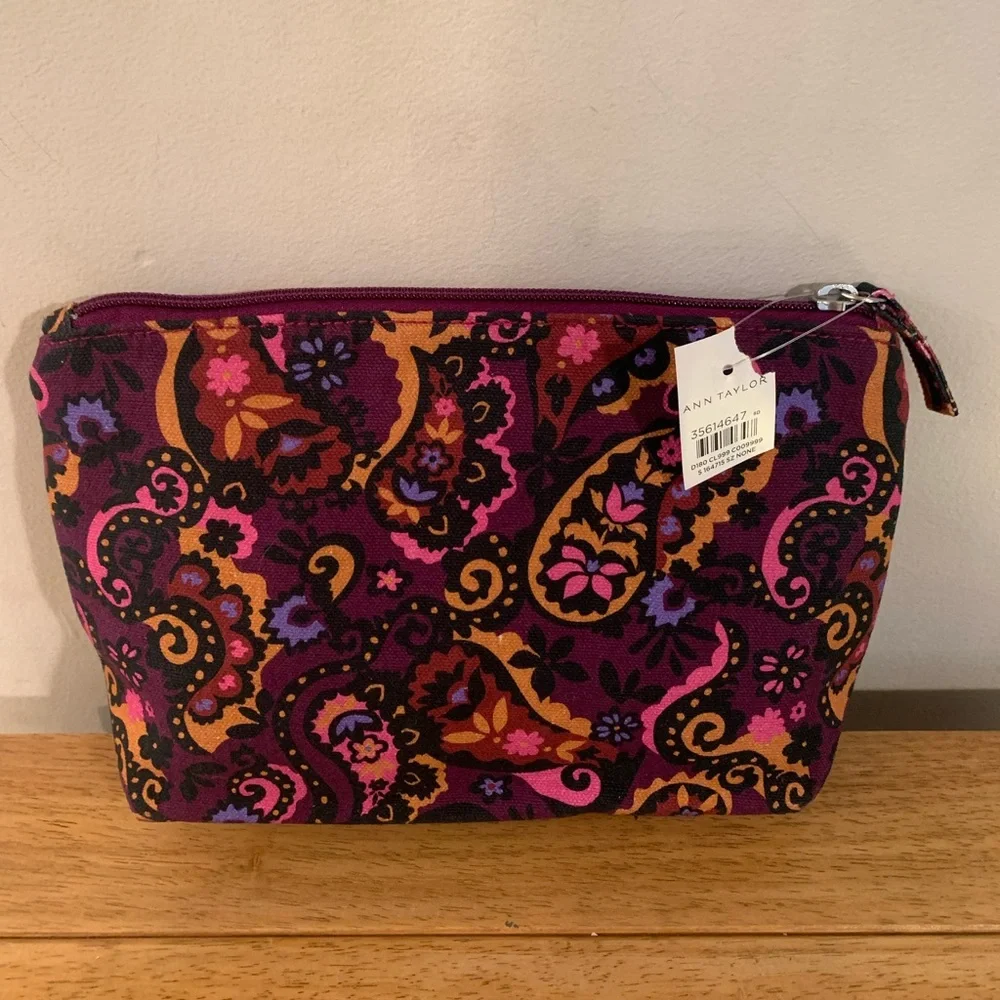Ann Taylor Paisley Cosmetic Makeup Travel Bag NWT